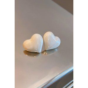 Coated Heart-Shape Stud Earrings